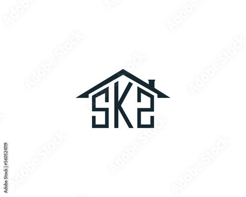 Abstract SKS, SKZ Letter Creative Home Shape Logo Design. Unique Real Estate, Property, Construction Business identity Vector Icon. photo