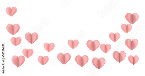 Paper hearts flying. Valentine's day concept