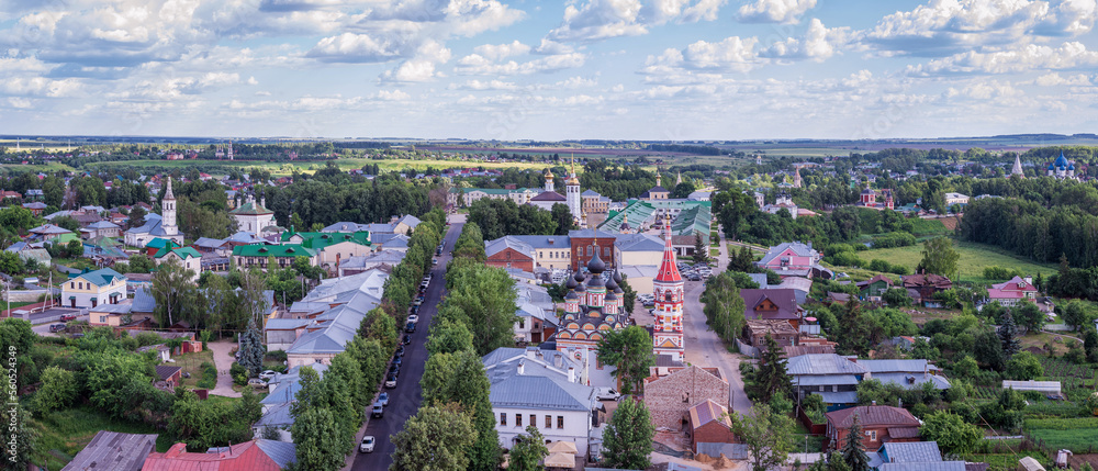 Panoramic view of the center of Suzdal, Golden Ring Russia.