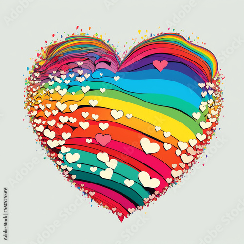 ilustração coração cheio de amor com cores arco iris, paixão e sonhos generative AI, são valentim photo