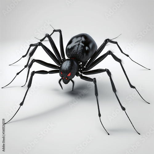 Black Widow Spider full body image with white background ultra realistic