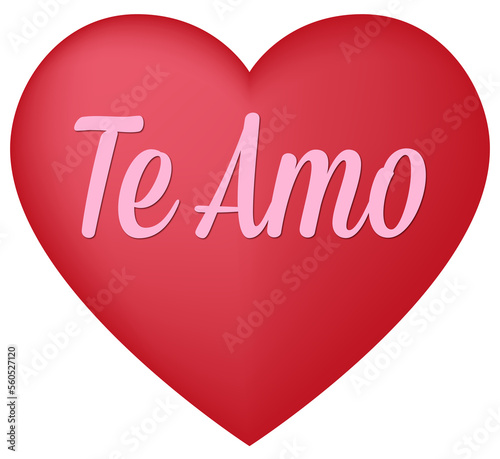 Corazón rojo con texto "te amo" sin fondo, para el día de san valentín. 14 de febrero mes del amor en formato PNG