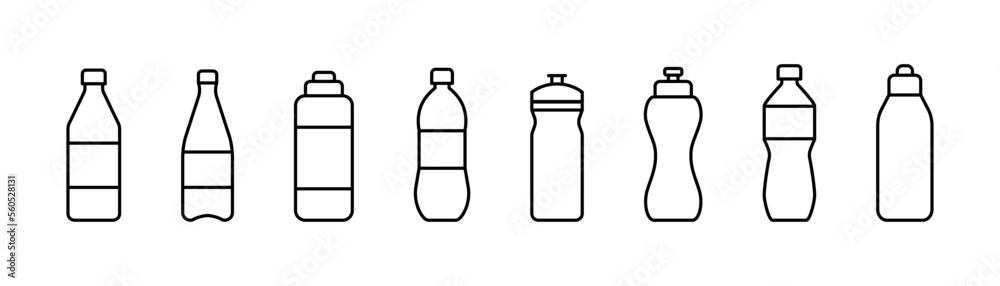 Water bottle icon set. Plastic water bottle. Container water bottle sign. EPS 10