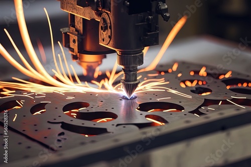 Plasma Cutter, Metal Fabrication Plant, State-of-the-Art. Generative AI photo