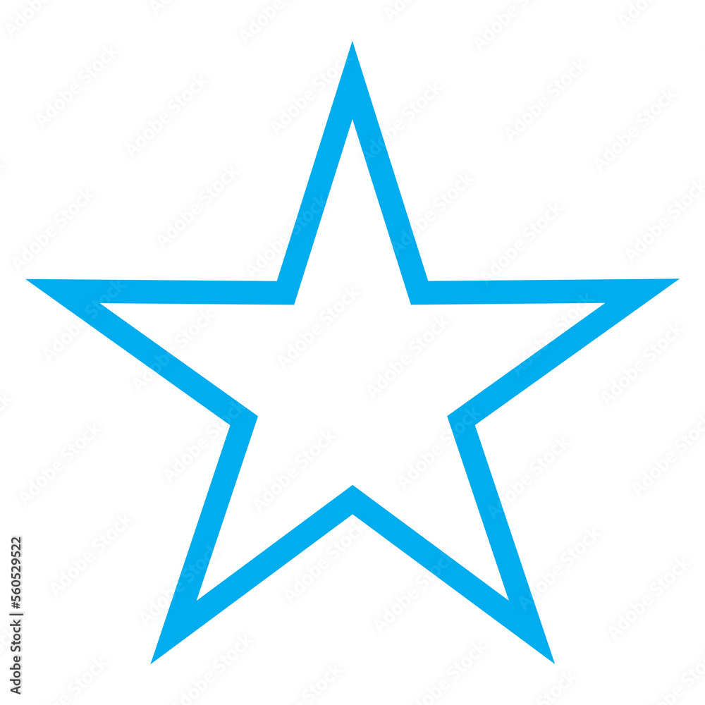 Obraz premium Blue and white vector graphic of a map symbol for an other tourist feature. It consists of a blue five pointed star of a white background
