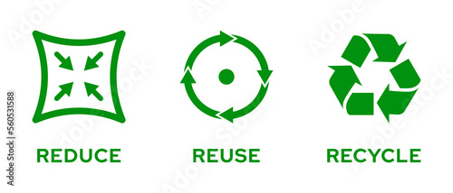 Reduce Reuse Recycle Icon set isolated. Vector illustration