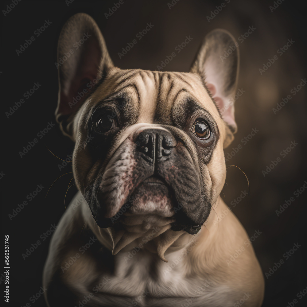 French bulldog puppy. Generative Ai illustration.