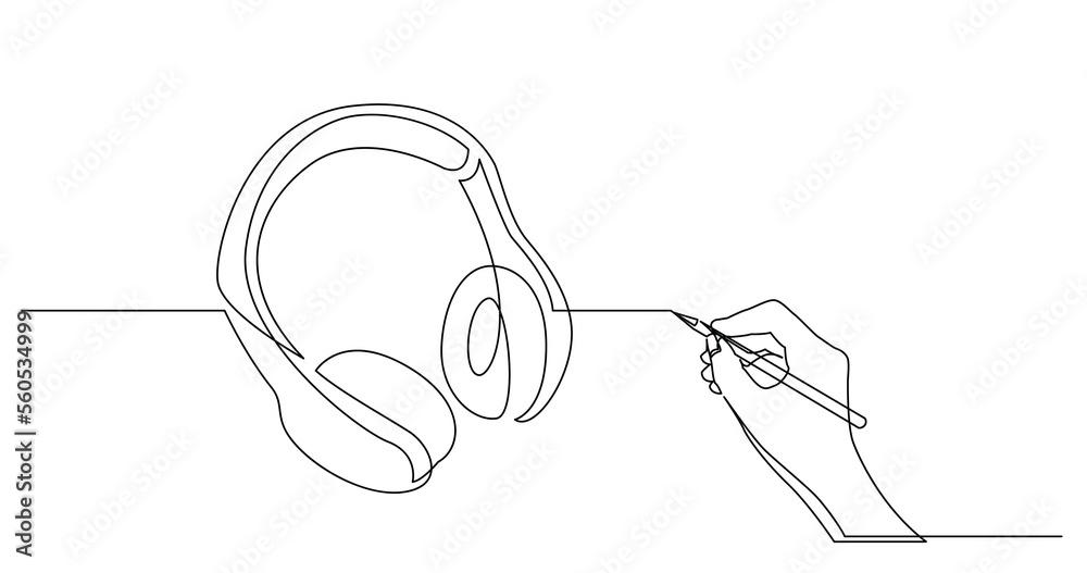 Obraz premium hand drawing business concept sketch of headphones wireless - PNG image with transparent background