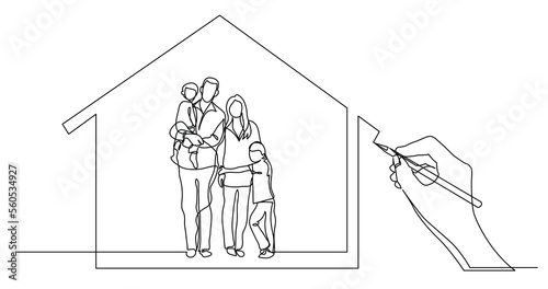 hand drawing business concept sketch of happy family home - PNG image with transparent background