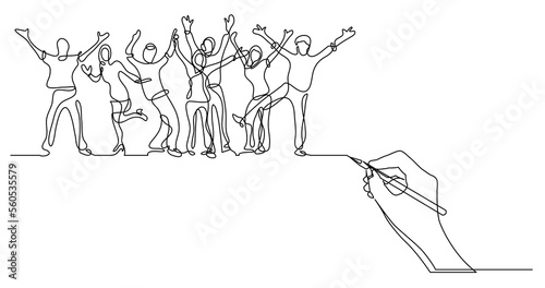 hand drawing business concept sketch of team building event crowd - PNG image with transparent background