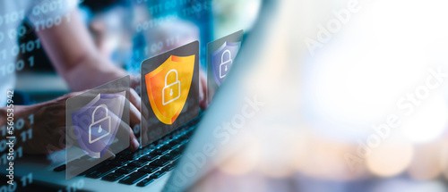Canvas Print Cyber security firewall interface protection concept