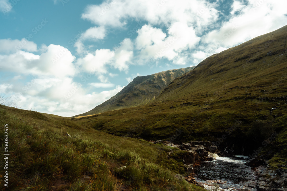 Beautiful mountain stream in Scotland. 