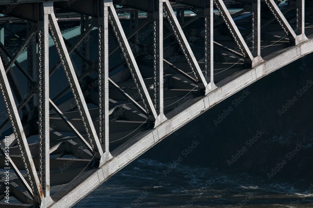 The shapes, angles, and geometry of the Reversing Falls Bridge in Saint John, New Brunswick.