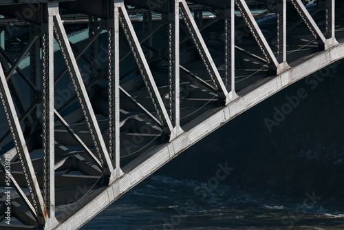 The shapes, angles, and geometry of the Reversing Falls Bridge in Saint John, New Brunswick.