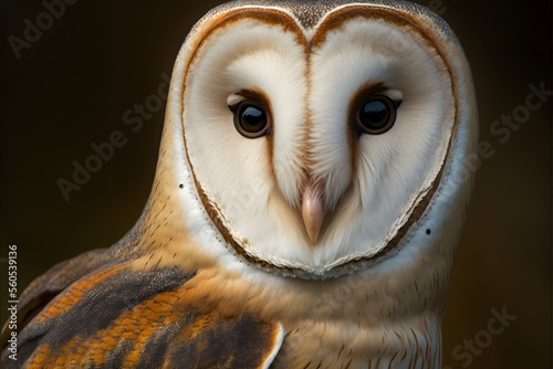 Tyto Alba owl head, close up. photo