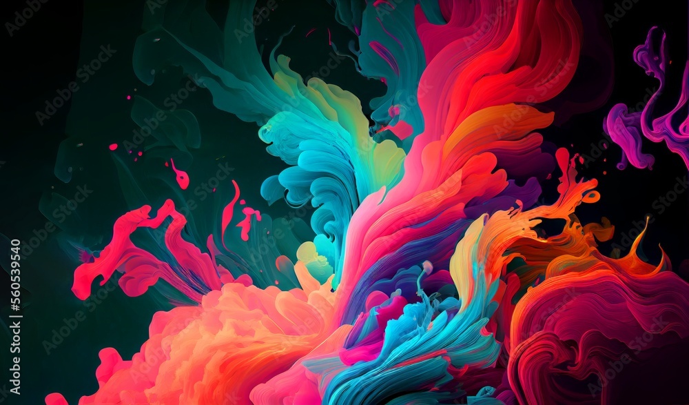Obraz premium Abstract multicolored palette texture motion paint background swirling colors generative ai