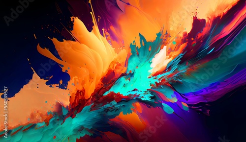 Abstract multicolored palette texture motion paint background swirling colors generative ai