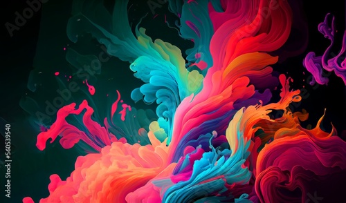 Abstract multicolored palette texture motion paint background swirling colors generative ai
