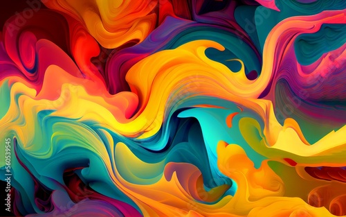 Abstract multicolored palette texture motion paint background swirling colors generative ai