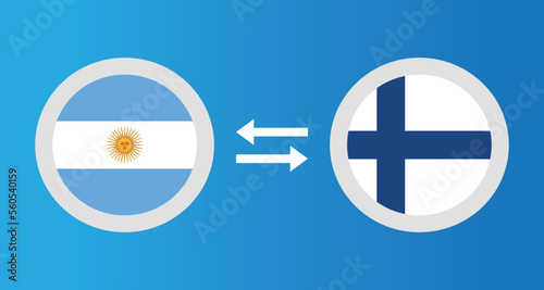 round icons with Argentina and Finland flag exchange rate concept graphic element Illustration template design
