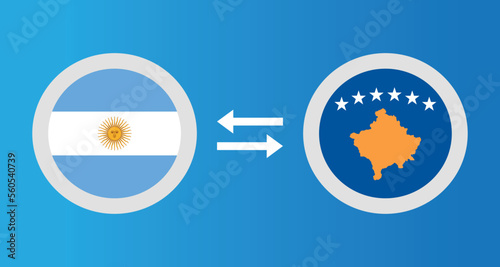 round icons with Argentina and Kosovo flag exchange rate concept graphic element Illustration template design
