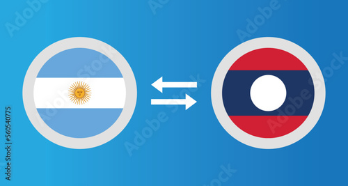 round icons with Argentina and Laos flag exchange rate concept graphic element Illustration template design
