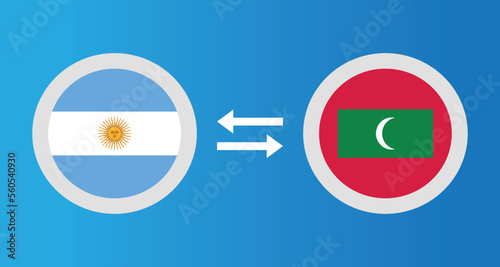 round icons with Argentina and Maldives flag exchange rate concept graphic element Illustration template design
