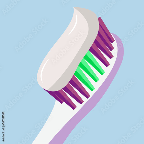 
 Toothbrush with toothpaste icon. Flat illustration of toothbrush with toothpaste on white background