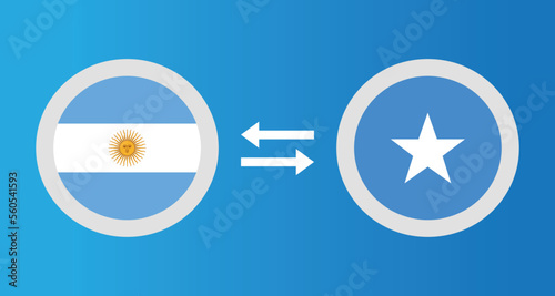 round icons with Argentina and Somalia flag exchange rate concept graphic element Illustration template design
