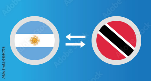 round icons with Argentina and Trinidad and Tobago
 flag exchange rate concept graphic element Illustration template design
