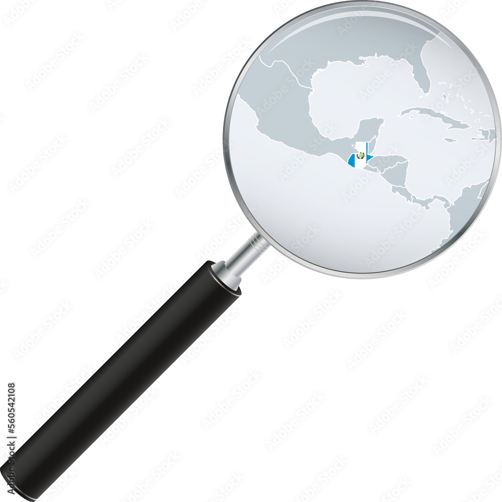 Guatemala map with flag in magnifying glass. Guatemala map with flag in magnifying glass.