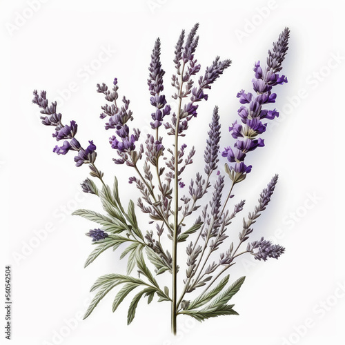 Blooming lavender on a white background