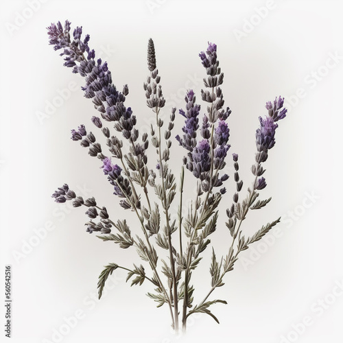 Blooming lavender close-up on a white background