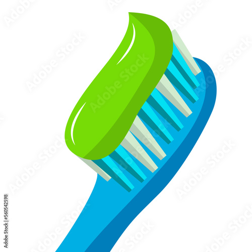 
 Toothbrush with toothpaste icon. Flat illustration of toothbrush with toothpaste on white background