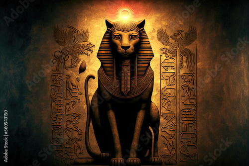 Obraz na płótnie Ancient Egyptian emblem and lone representation of the god Sekhmet