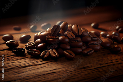 Photorealistic illustration of a heap of coffee beans