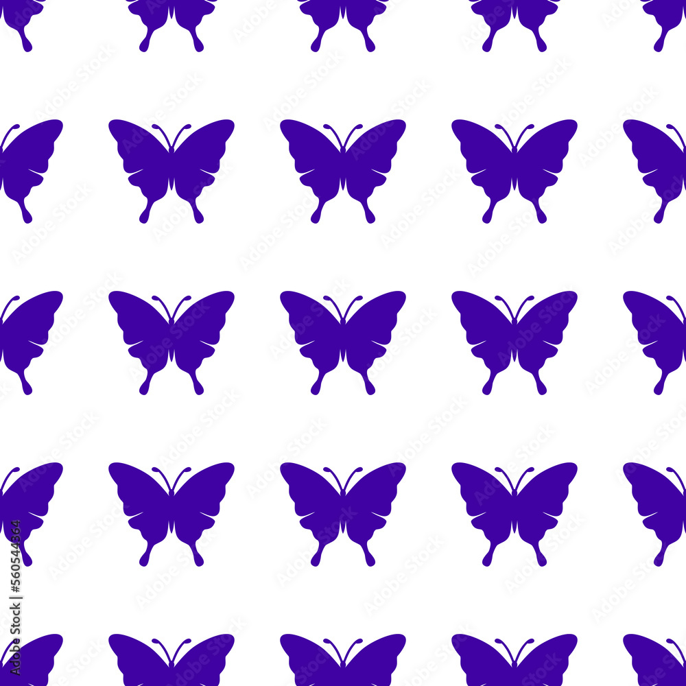 Vector cute butterfly seamless repeat pattern design background. Trendy colorful butterflies silhouettes for fashion, cover, textile.