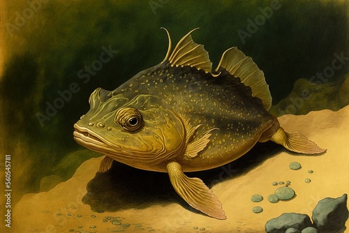 Sherman F. Denton's Bullhead; (Amiurus nebulosus) Illustration (1856-1937). Generative AI photo