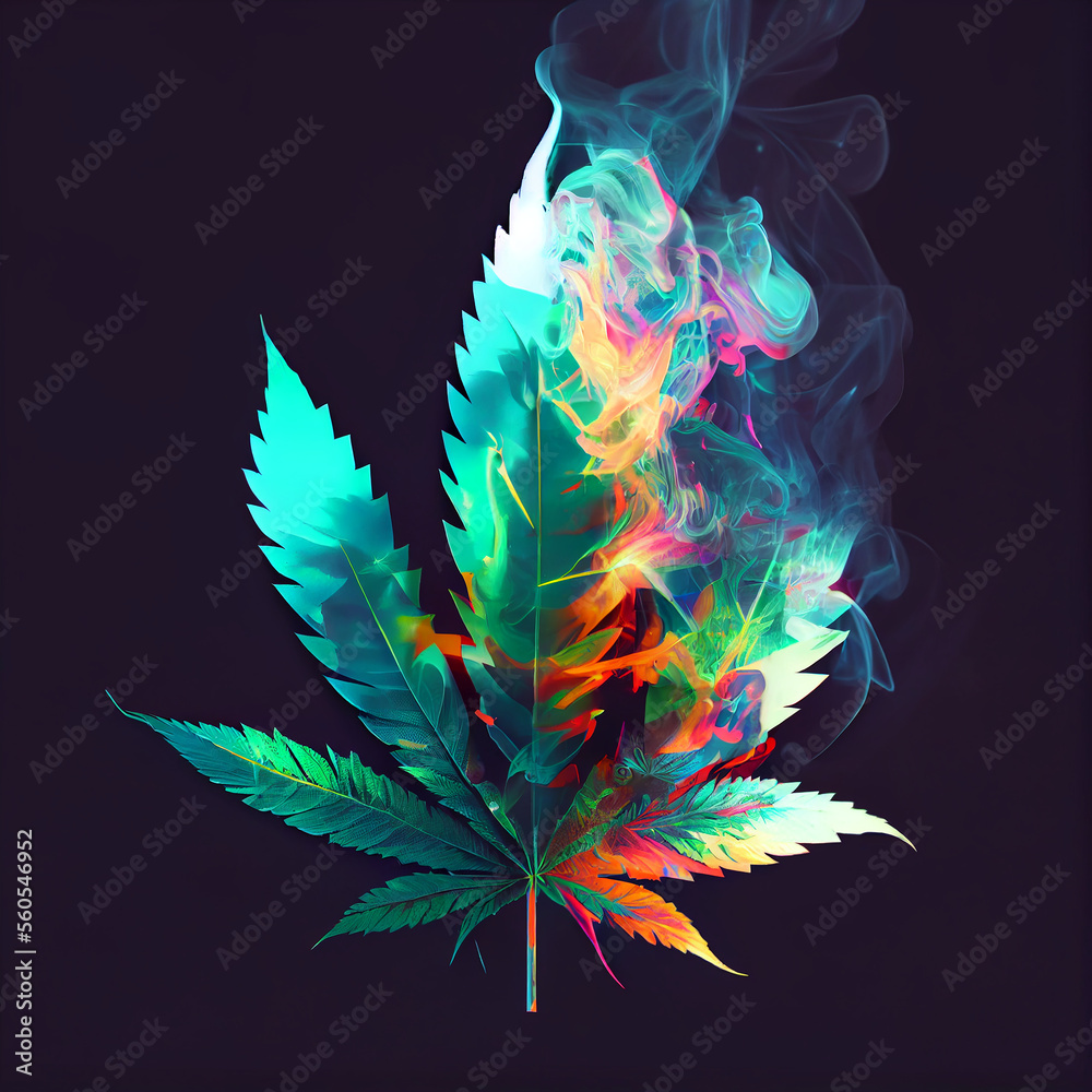 Marijuana leaf double exposure smoke generative ai Marijuana leaf double exposure smoke generative ai