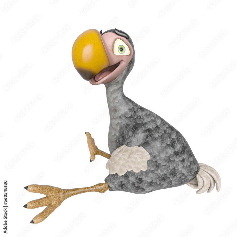 Obraz premium dodo cartoon is sitting and happy on side view