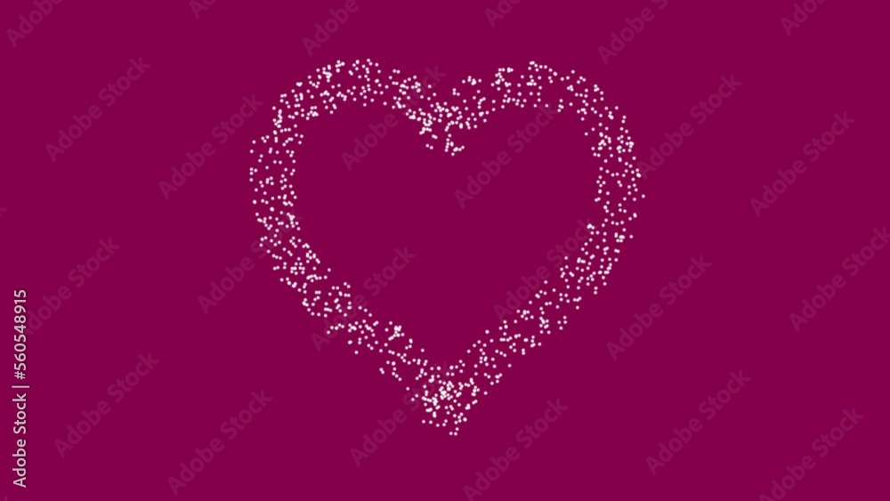 Red heart with iridescent fringe of particles on viva magenta bg. Abstract festive backdrop for advertise, text, Valentine, Christmas with Alpha channel 3D render Red heart with iridescent fringe of particles on viva magenta bg. Abstract festive backdrop for advertise, text, Valentine, Christmas with Alpha channel 3D render