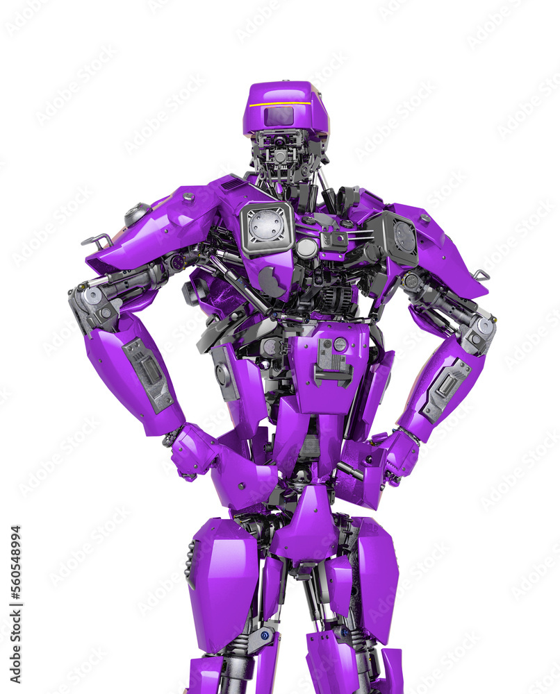 master robot is doing a super pose in white background master robot is doing a super pose in white background