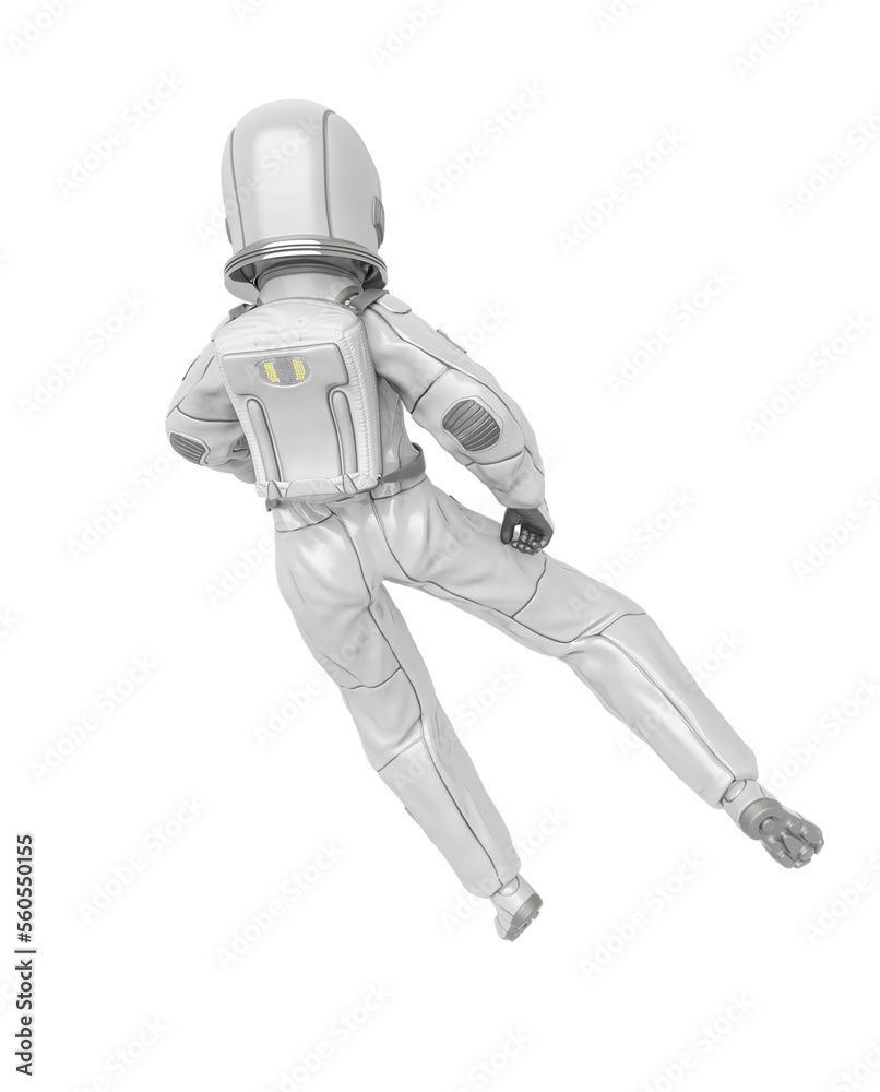 astronaut girl is floating back on rear view astronaut girl is floating back on rear view
