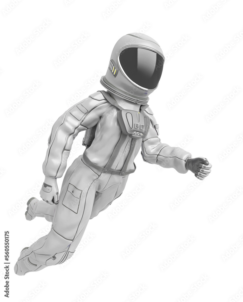 astronaut girl is floating on side view astronaut girl is floating on side view