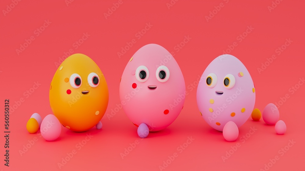 Easter Eggs 3D render