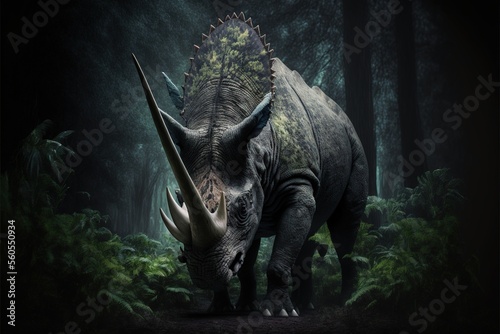 Fényképezés Triceratops dinosaur, ancient herbivore dinosaur, extinct animal