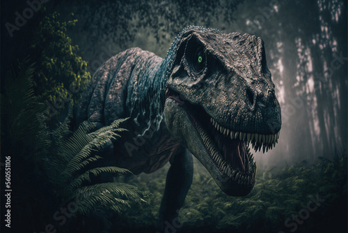 Tyrannosaurus Rex dinosaur, ancient carnivore dinosaur, extinct animal. Generative AI photo