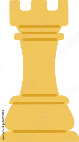 Wooden rook chess piece flat icon