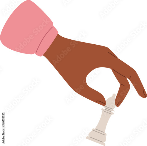 Hand with queen chess piece flat icon Strategic game