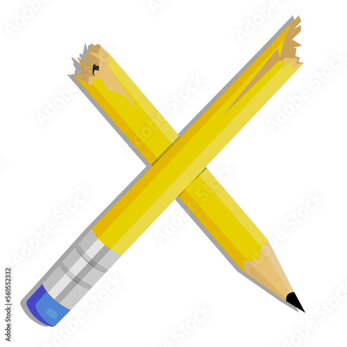 broken pencil isolated on white background
